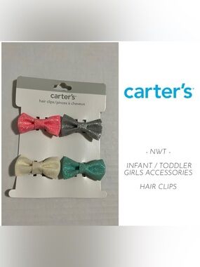 🆕CARTER’S - NWT - INFANT / TODDLER GIRLS 4PK HAIR CLIPS